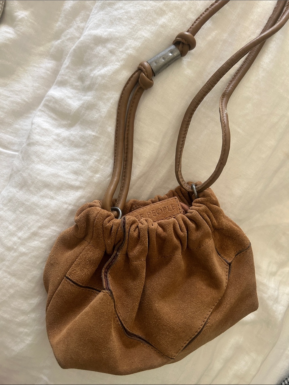Free People Suede Shoulder Bag in Tan Brown - small